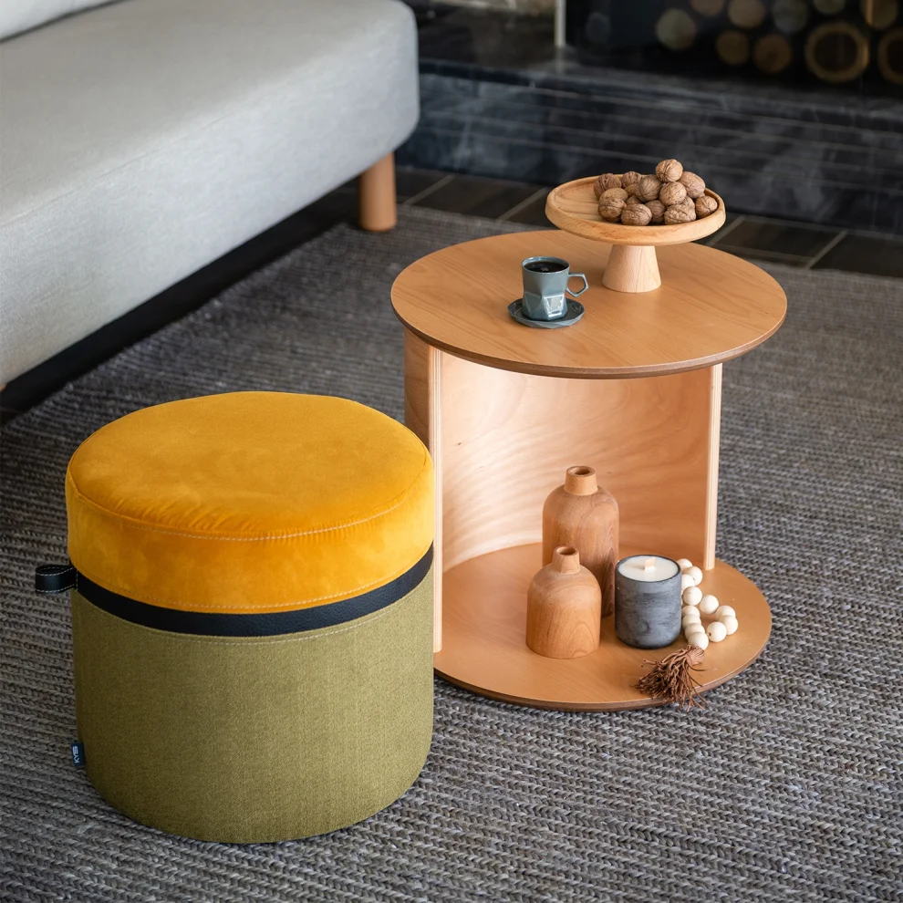 KYS Tasarım - Mono Kanguru Side Table + Pouf Set