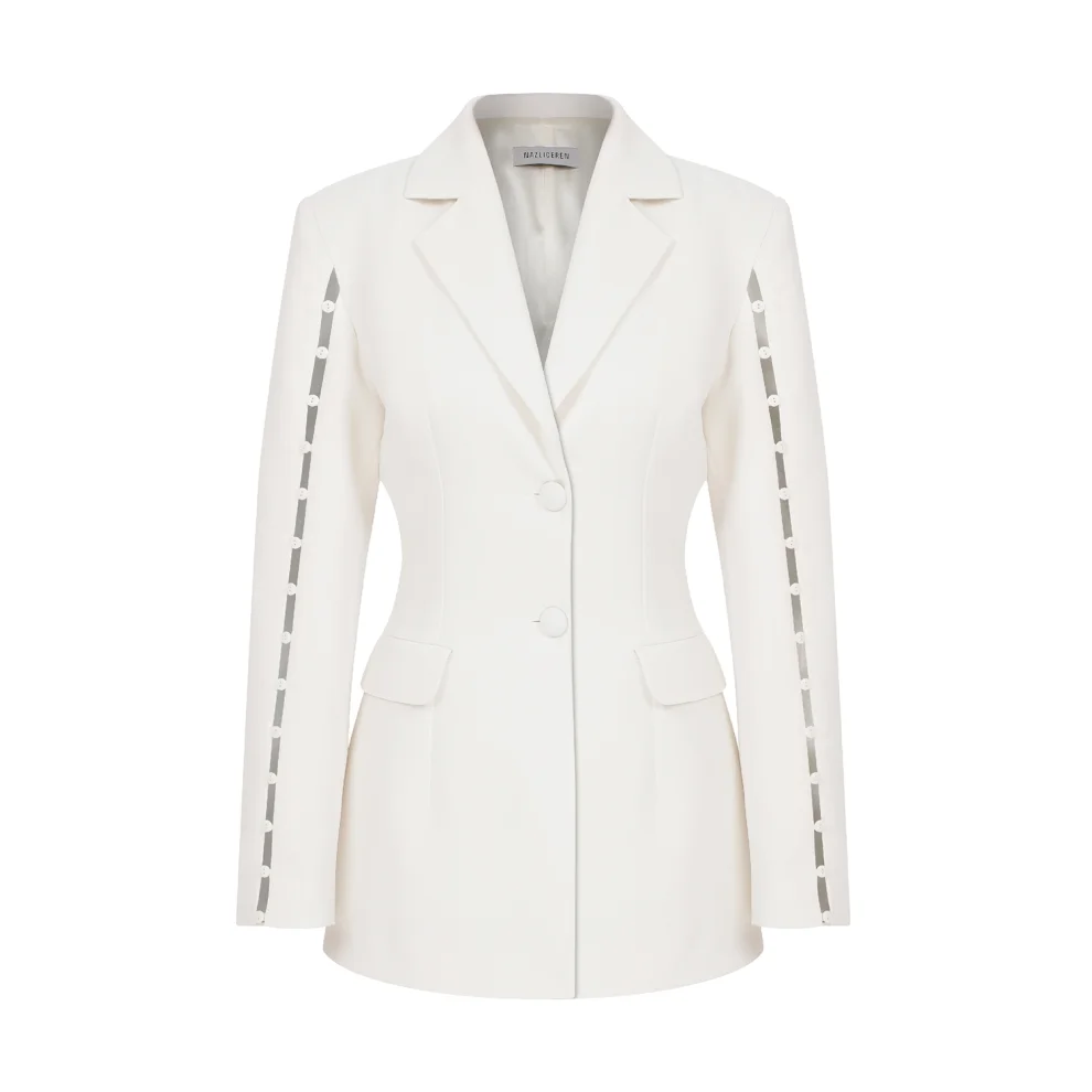 Nazl Ceren Marylebone Crepe Blazer In Vanilla Ice White S hipicon