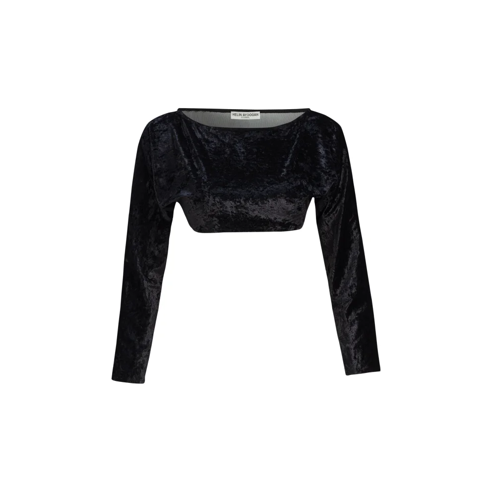 Helin Aydogan - Mesh Velvet Crop Top