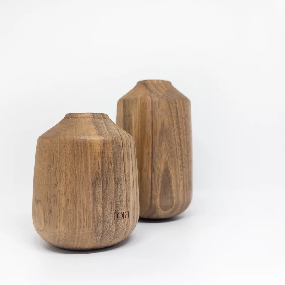 Foia - Orb Wooden Vase Set Of 2