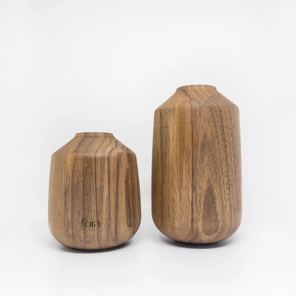 Foia - Orb Wooden Vase Set Of 2