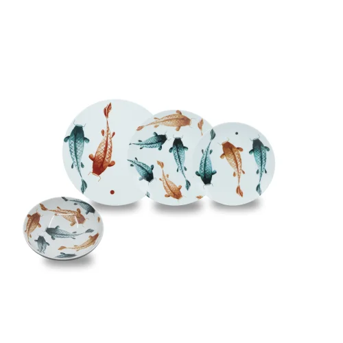 Mİ Su Deco - Koi Fish Patterned Dinner Set 30 Pcs