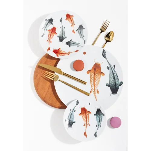 Mİ Su Deco - Koi Fish Patterned Dinner Set 30 Pcs