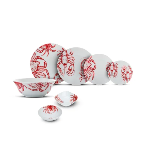 Mİ Su Deco - Seafood Patterned Dinner Set 38 Pcs