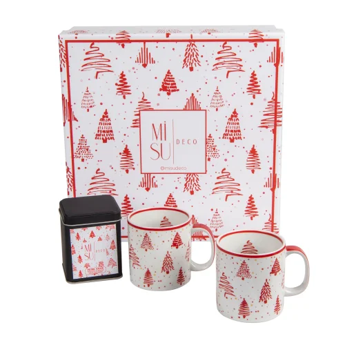 Mİ Su Deco - Pine Tree Patterned Coffee And Cup Set