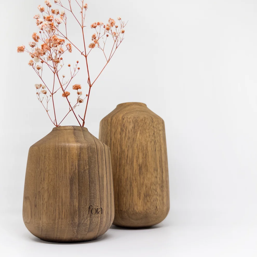 Foia - Orb Wooden Vase Set Of 2