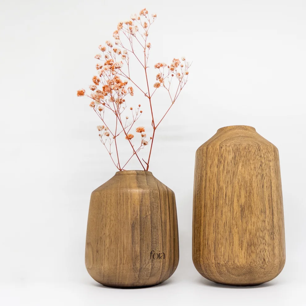 Foia - Orb Wooden Vase Set Of 2