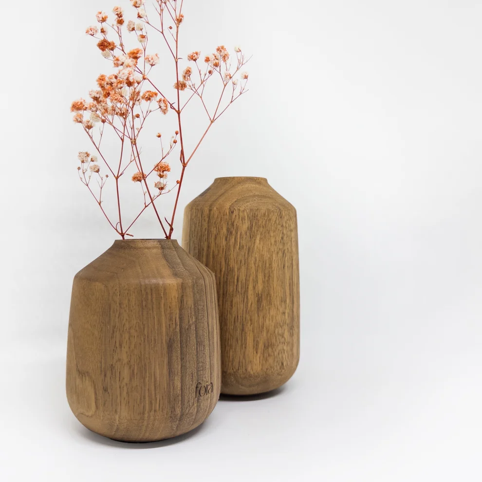 Foia - Orb Wooden Vase Set Of 2