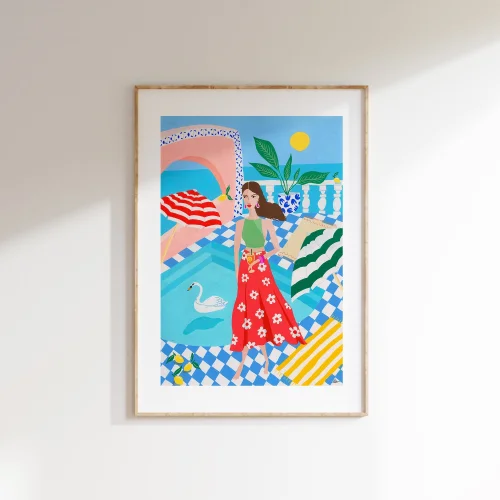 Elif Işık Töreci - Femme Lumineuse - Positano - Print