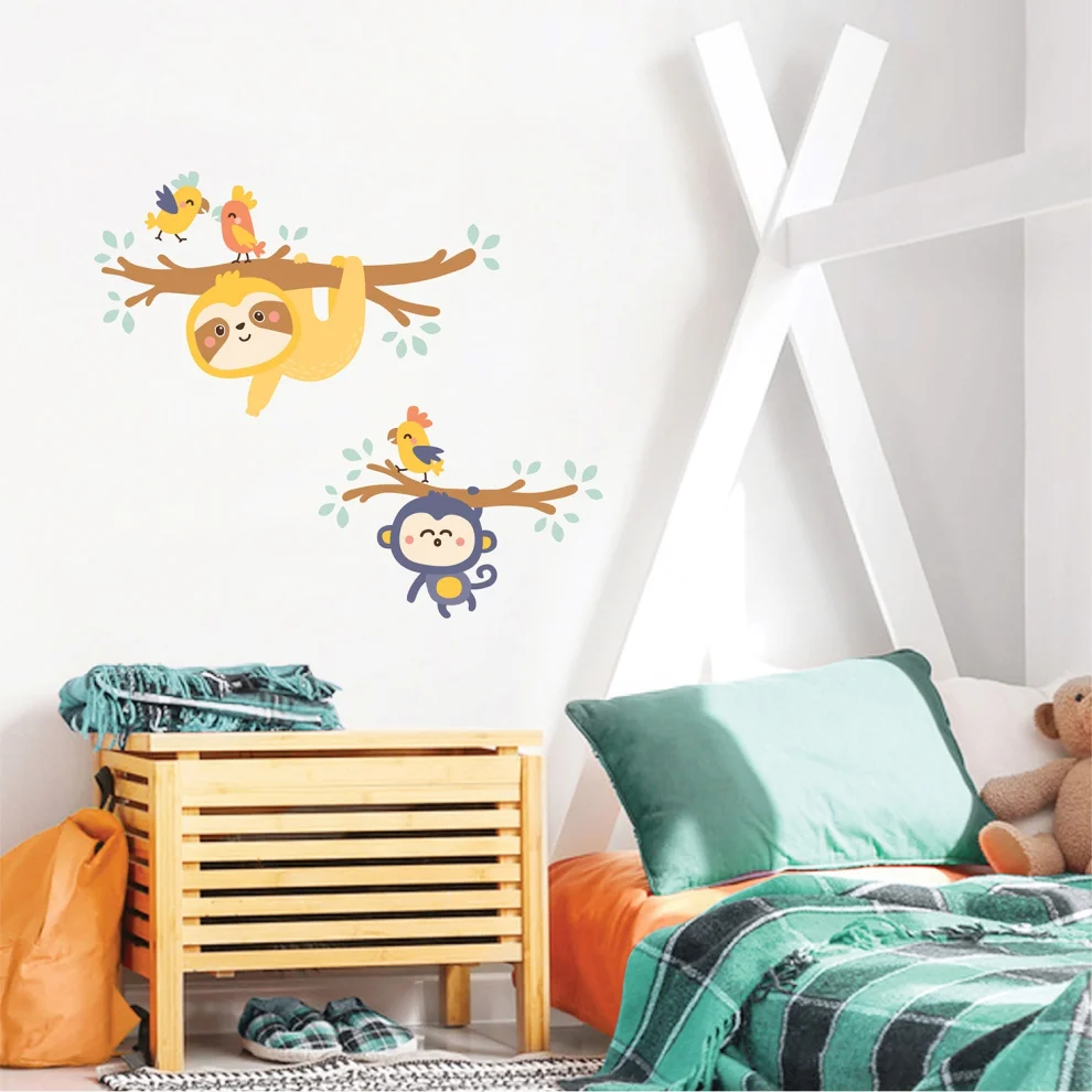 Jüppo - Sloth And Monkey In The Jungle Wall Sticker