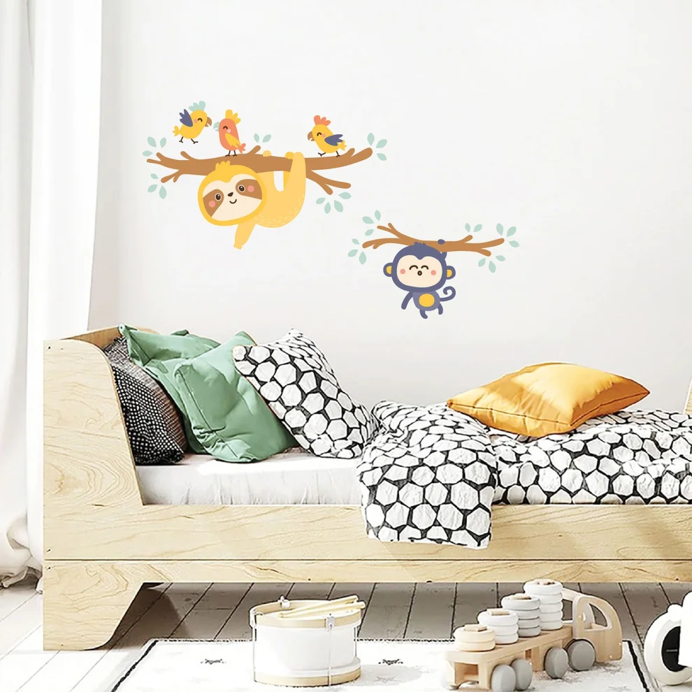 Jüppo - Sloth And Monkey In The Jungle Wall Sticker