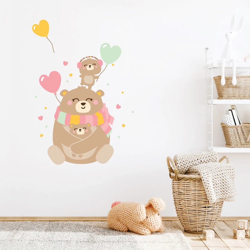 Jüppo - Mutlu Ayı Ailesi Duvar Sticker