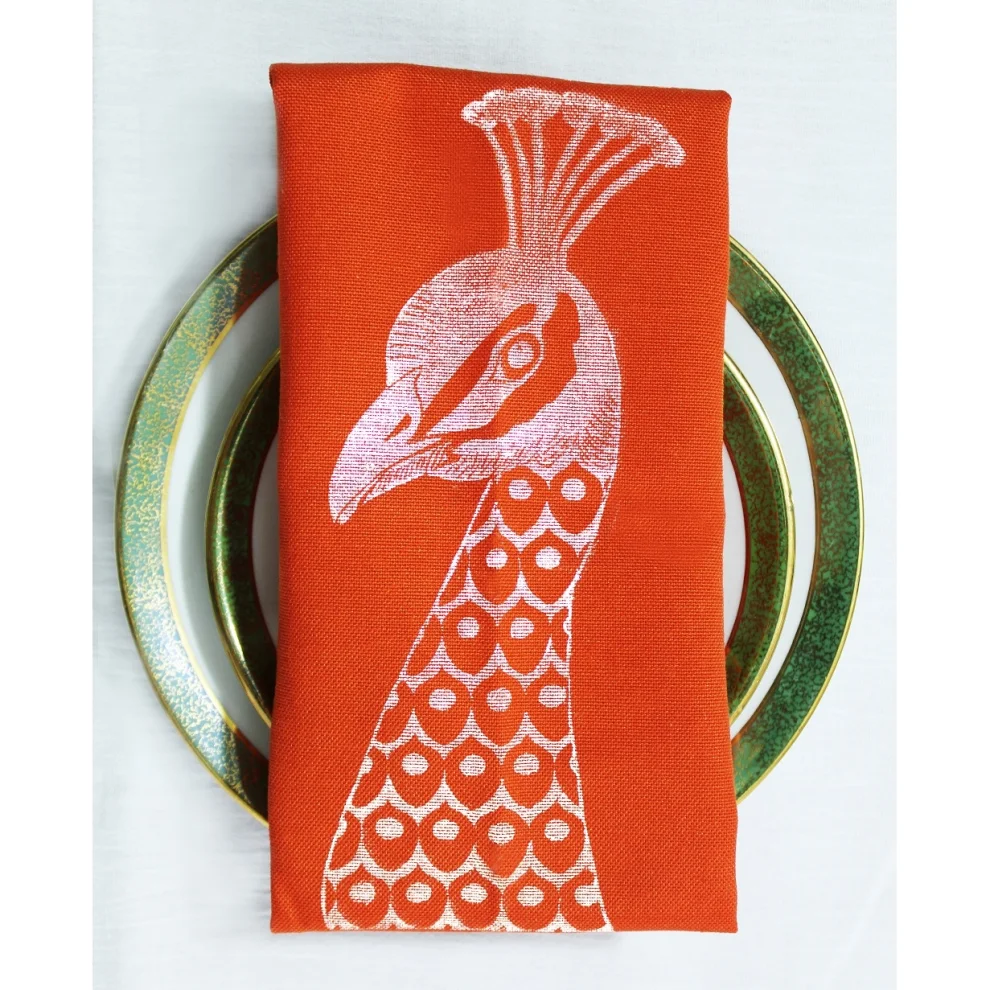 Deec Design Studio - Set Of 6 Peacock Napkin