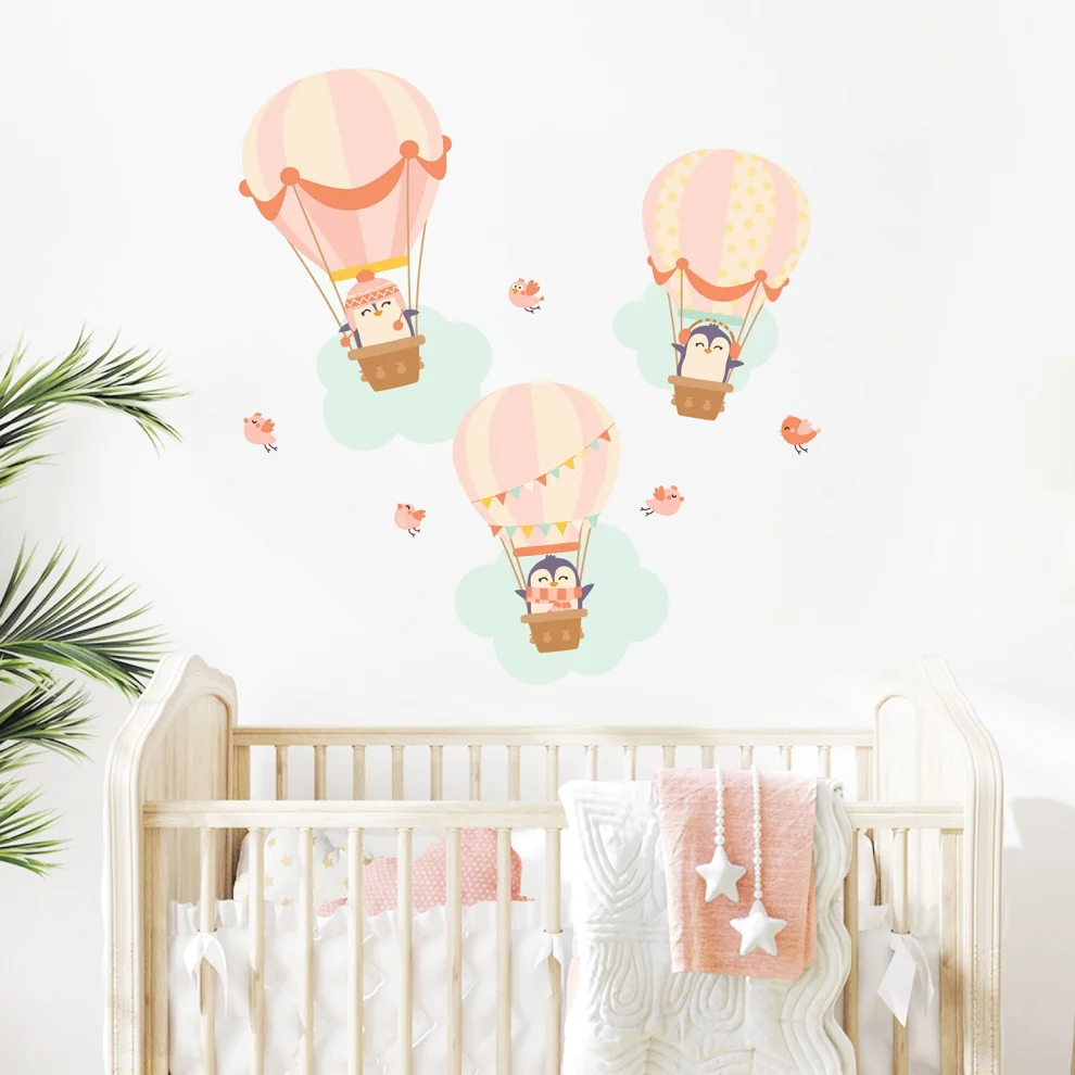 Jüppo - Pink Hot Air Balloons Wall Sticker