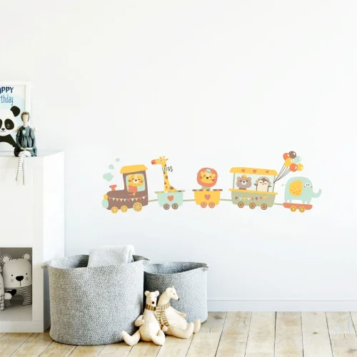 Jüppo - Sevimli Hayvanlarla Tren Yolculuğu Duvar Sticker