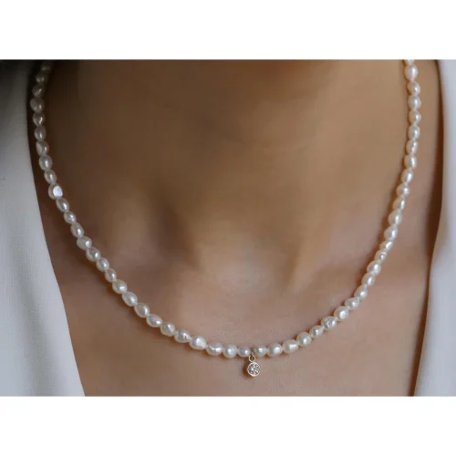 Safir Mücevher - Deep Sea Diamond Design Pearl Necklace