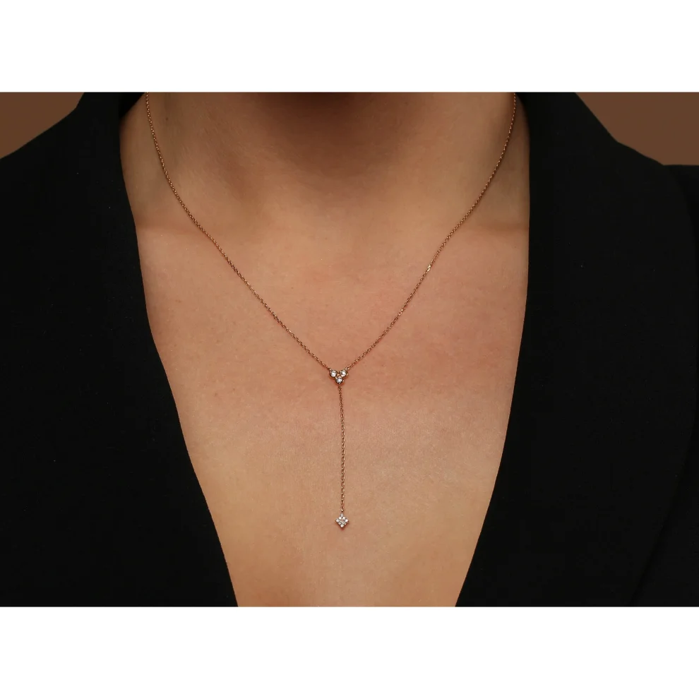 Safir Mücevher - Only One Diamond Design Necklace - Vl