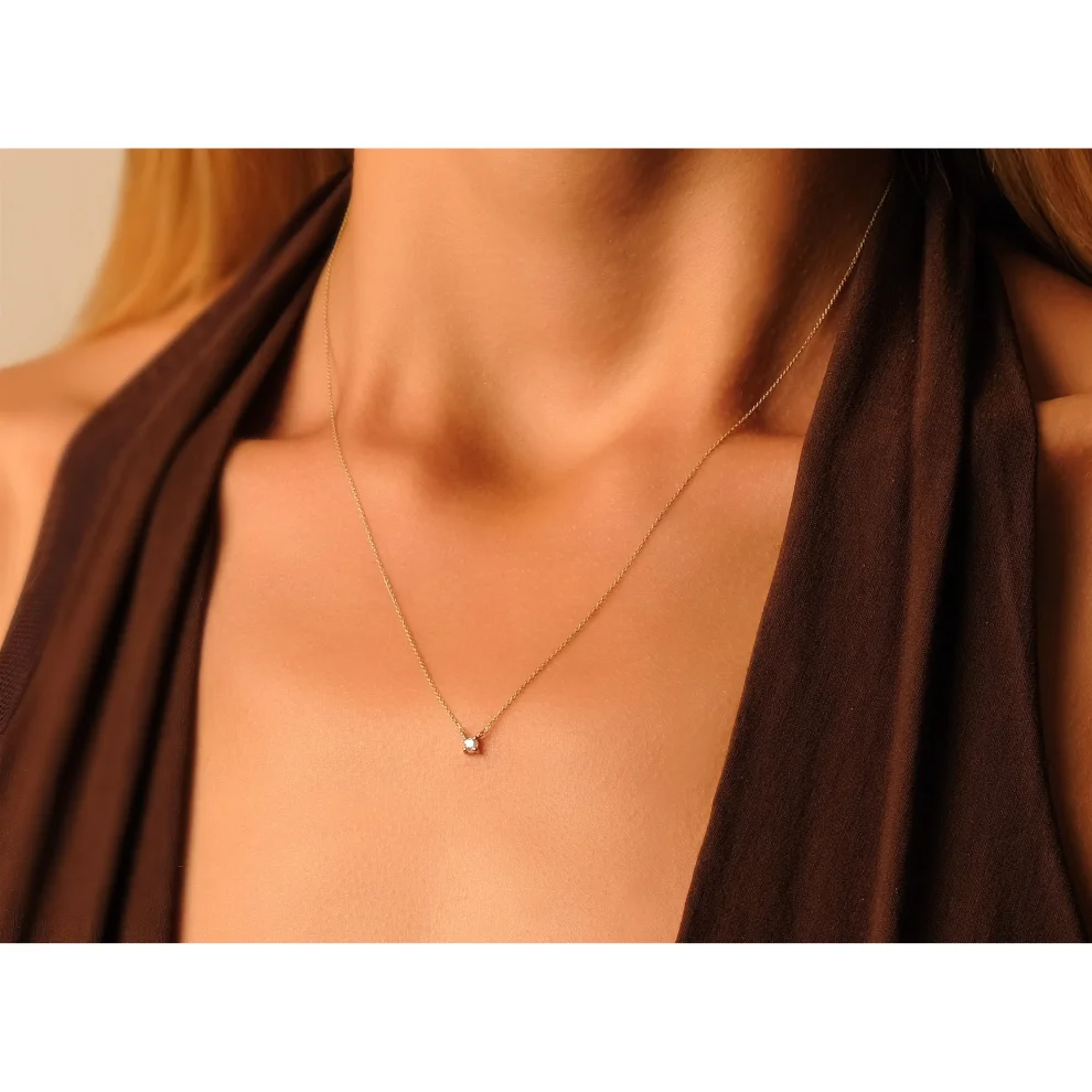 Safir Mücevher - Only One Diamond Design Necklace - X
