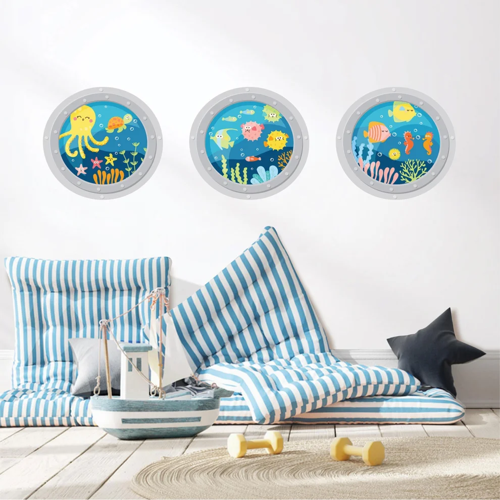 Jüppo - Porthole View Of Ocean Wall Sticker