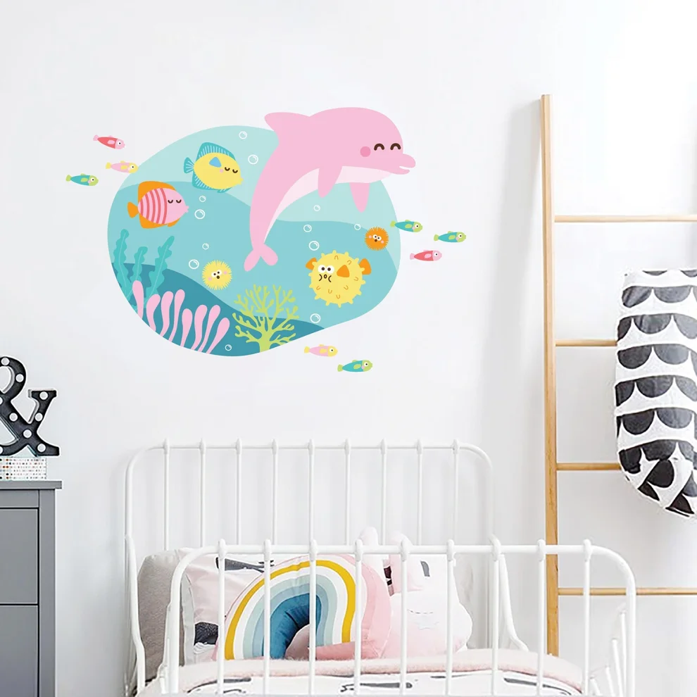 Jüppo - Happy Pink Dolphin Wall Sticker