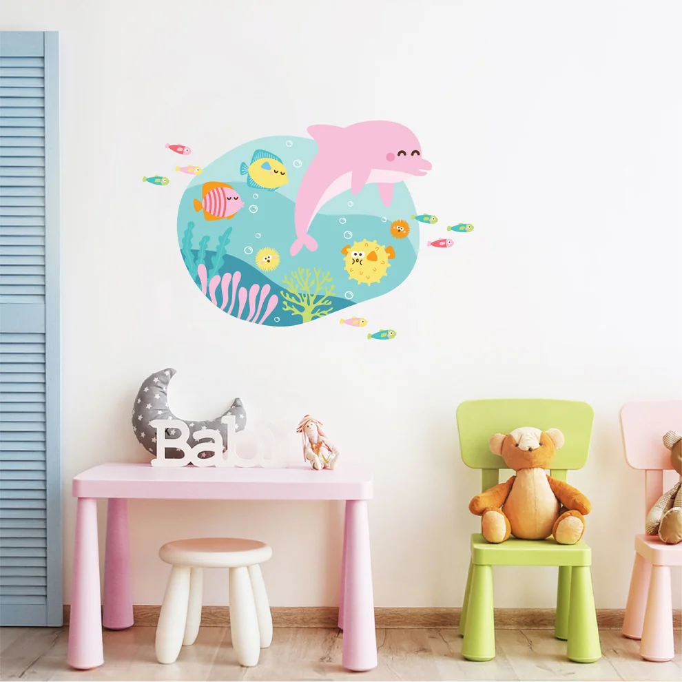 Jüppo - Happy Pink Dolphin Wall Sticker