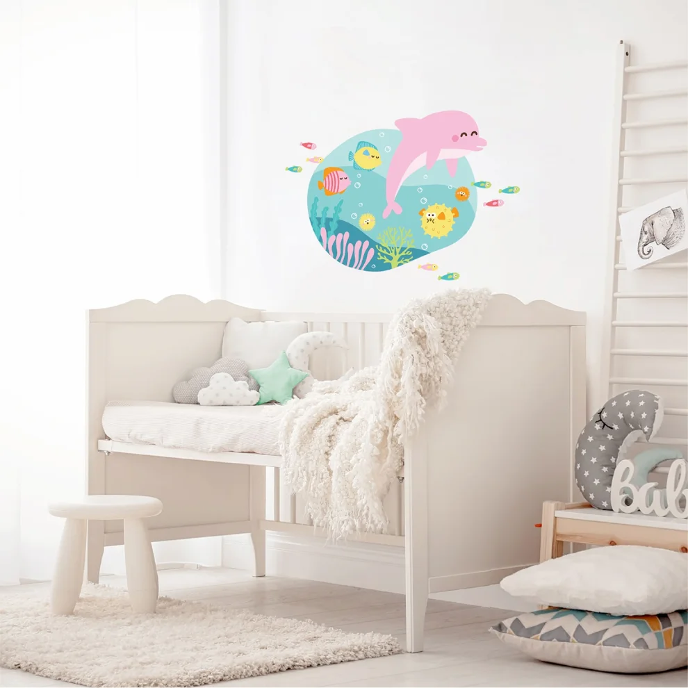 Jüppo - Happy Pink Dolphin Wall Sticker