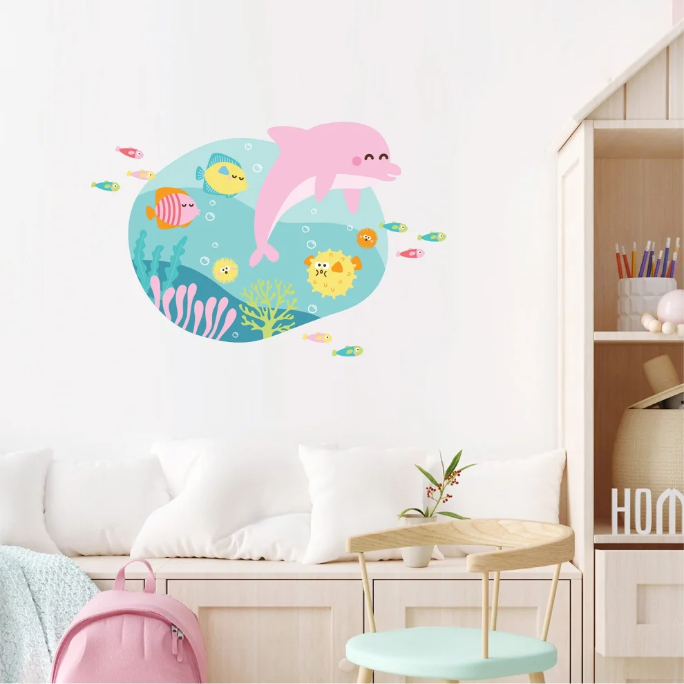 Jüppo - Happy Pink Dolphin Wall Sticker