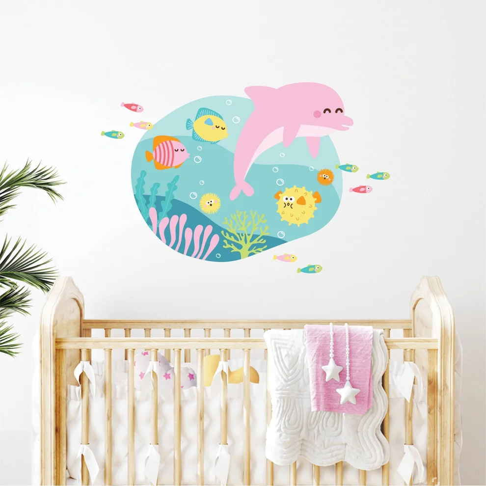 Jüppo - Happy Pink Dolphin Wall Sticker