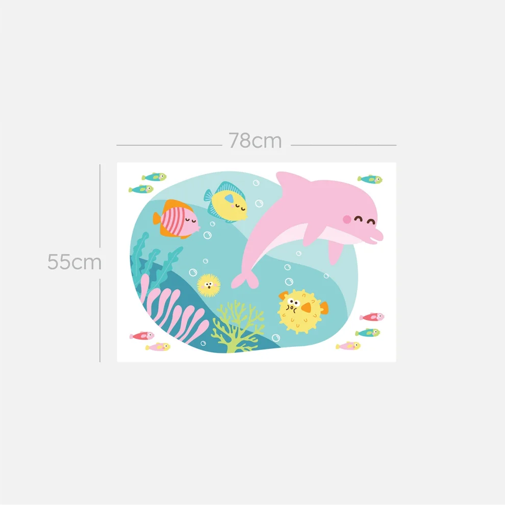 Jüppo - Happy Pink Dolphin Wall Sticker