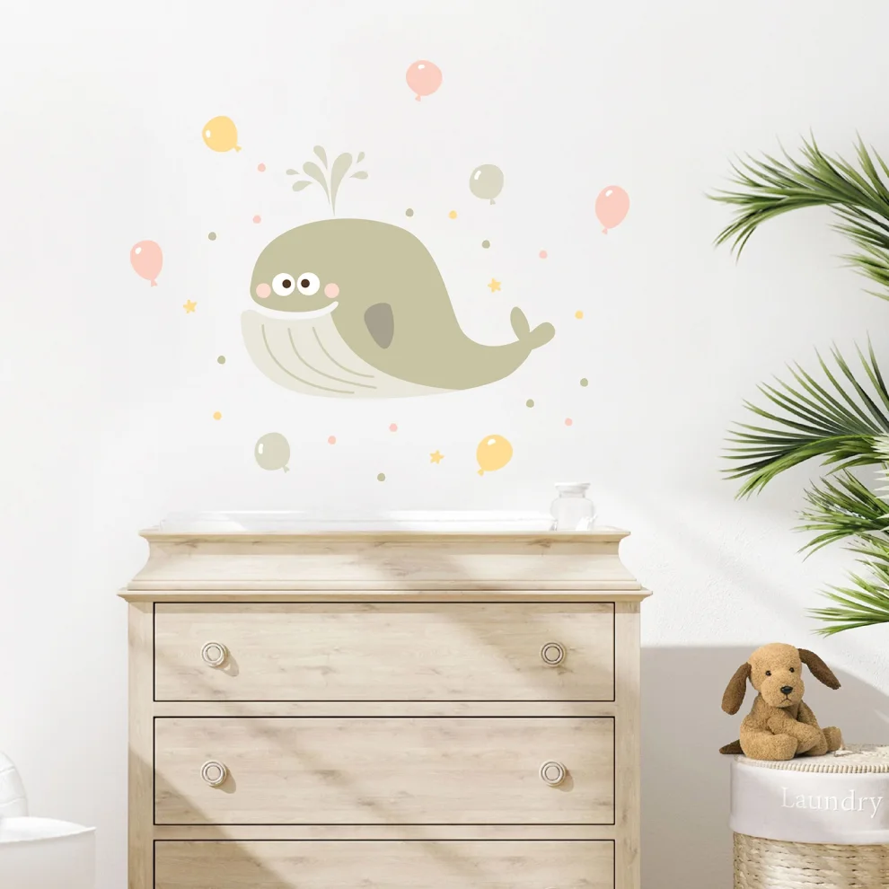 Jüppo - Cute Whale And Balloons Wall Sticker