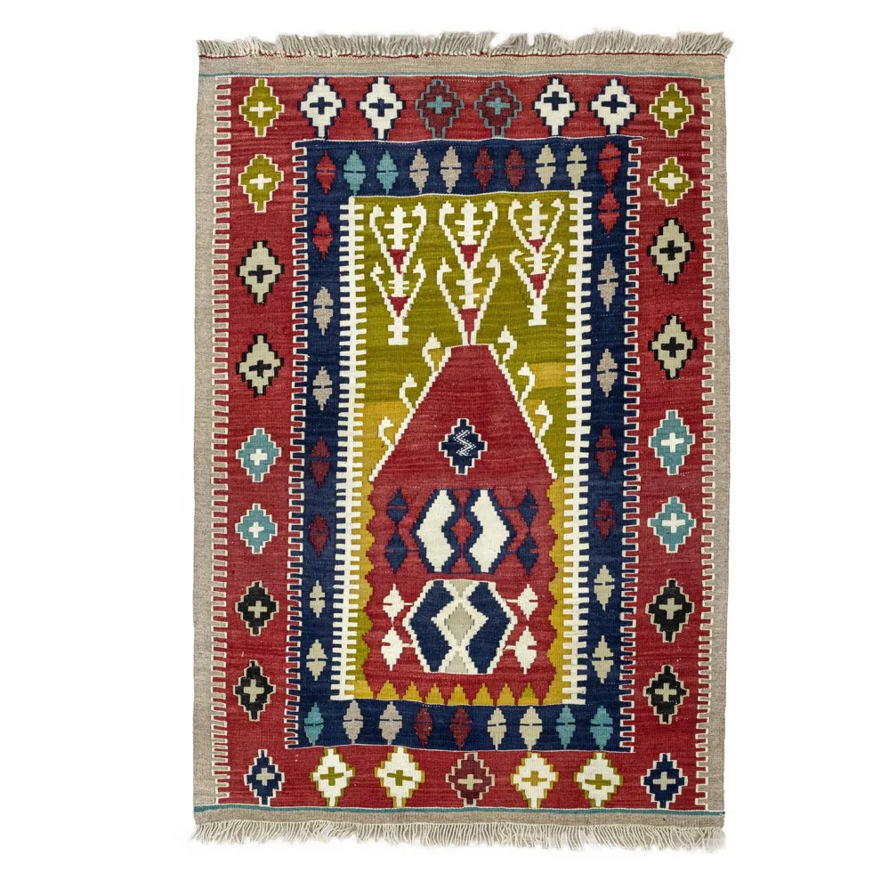 Soho Antiq - Pecenek İlkel Desenli El Dokuma Yün Kilim 106x154cm