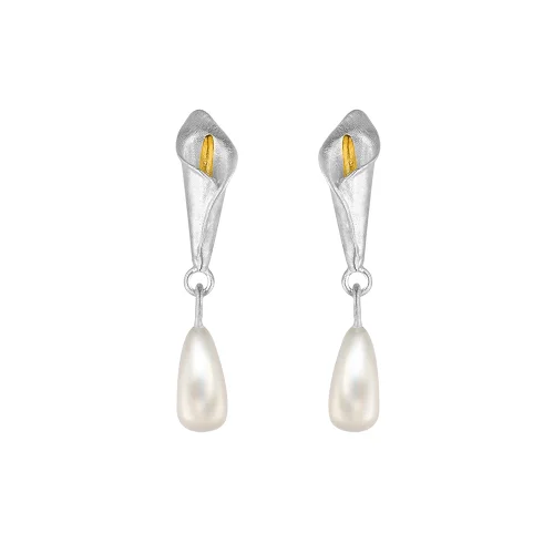 Ezra Baghaki Jewellery - Pearl With White Calla Earrings