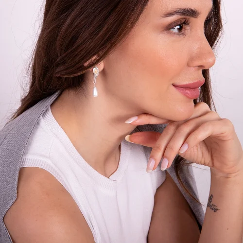 Ezra Baghaki Jewellery - Pearl With White Calla Earrings