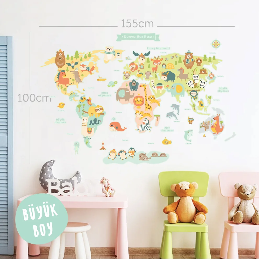 Jüppo - Animal Kingdom World Map Wall Sticker