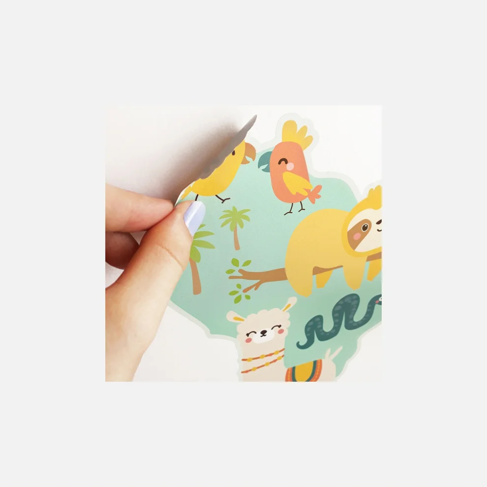 Jüppo - Hayvanlar Alemi - Dünya Haritası Duvar Sticker