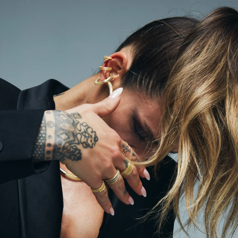 Pacal Gold Plated Silver Cartilage Big Size Ear Cuff Earrings Yellow