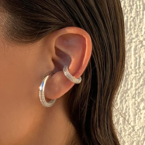 Pacal - Gümüş Unisex Ear Cuff Kıkırdak Küpesi