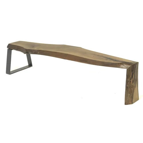 Baraka Concept - Ugie Walnut Wood Metal Leg Detail Bench