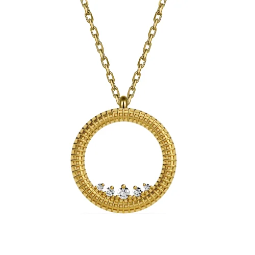 Pacal - 14k Gold Plated Silver Round Necklace With White Stone