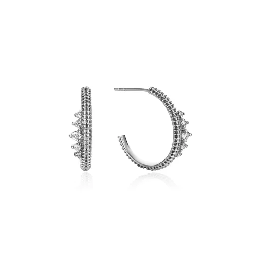 Pacal - Sterling Silver Anti-tarnish Hoop Earrings White Stones