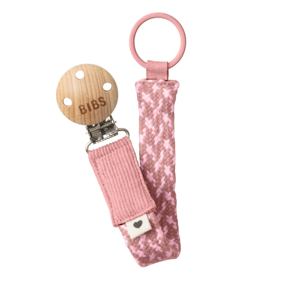 Bibs - Dusty Pink/ Baby Pink Paci Braid Pacifier Clip