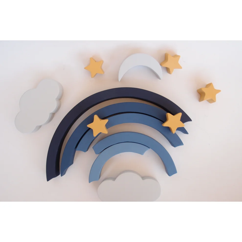 Oyuncu Kunduz Oyuncak - Five Star Night Rainbow Wooden Puzzle