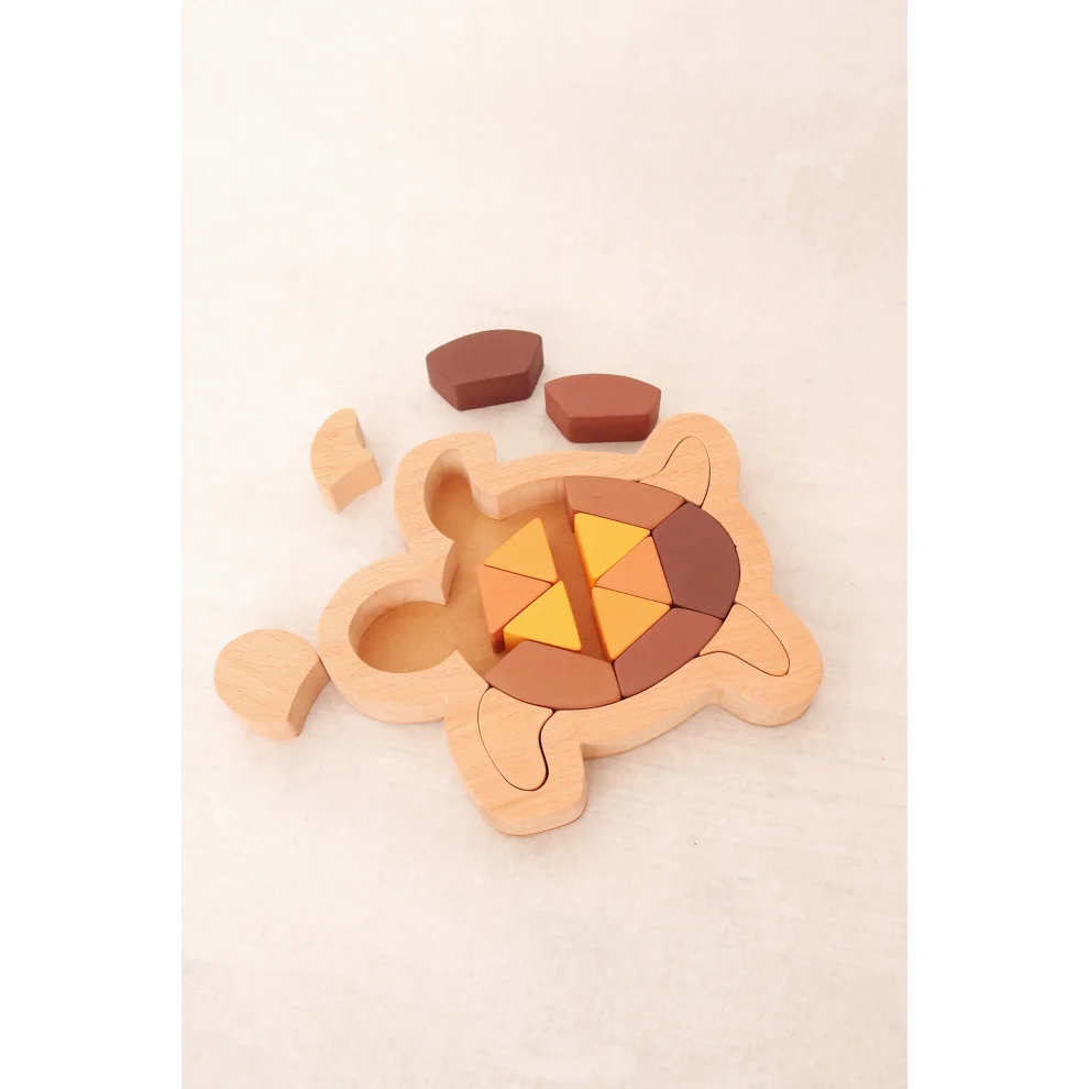 Oyuncu Kunduz Oyuncak - Sea Turle Triangle Wooden Puzzle