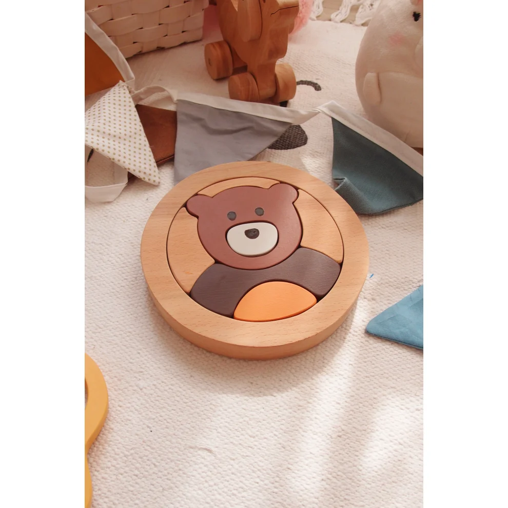 Oyuncu Kunduz Oyuncak - Wooden Teddy Bear Puzzle