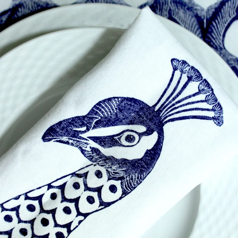 Deec Design Studio - 6 Pcs Peacock Napkin Set