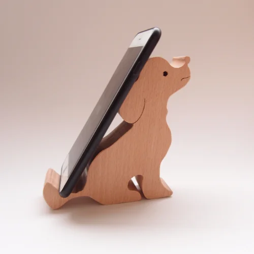 Oyuncu Kunduz Oyuncak - Ahşap Telefon Tutucu Köpek Modeli Oyuncak