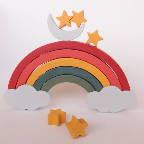 Oyuncu Kunduz Oyuncak - Five Star Daytime Rainbow Wooden Puzzle