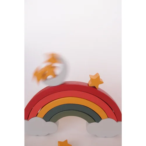 Oyuncu Kunduz Oyuncak - Five Star Daytime Rainbow Wooden Puzzle