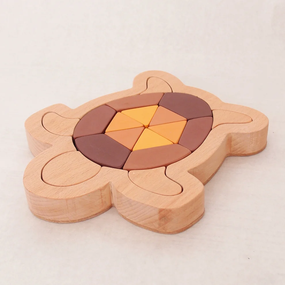 Oyuncu Kunduz Oyuncak - Caretta Caretta Üçgen Ahşap Puzzle