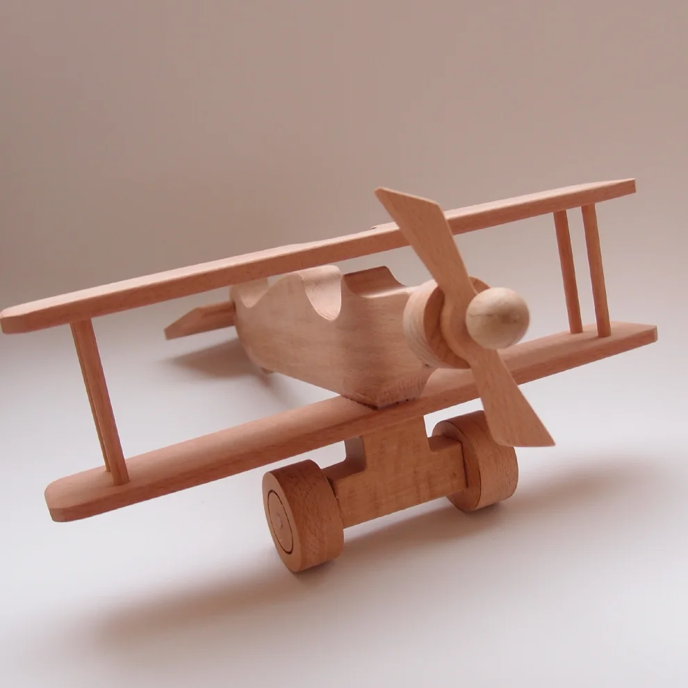 Oyuncu Kunduz Oyuncak - 2 Winged Wooden Plane Toy